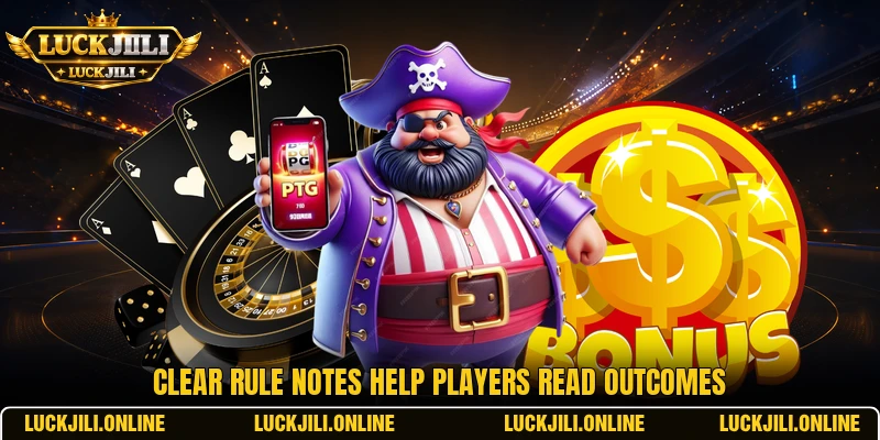 Clear rule notes help players read outcomes