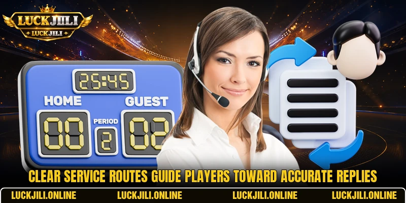 Clear service routes guide players toward accurate replies