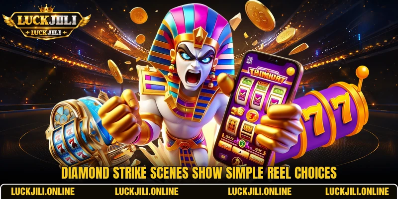 Diamond Strike scenes show simple reel choices Diamond Strike scenes show simple reel choices