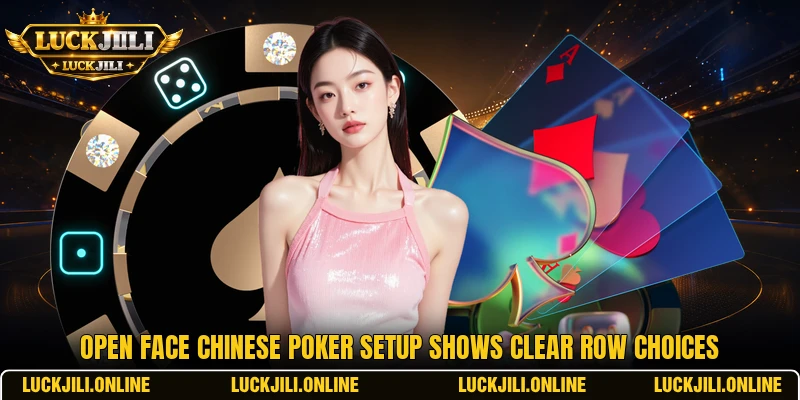 Open Face Chinese Poker setup shows clear row choices