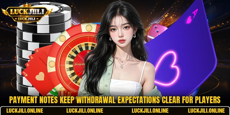 Payment notes keep withdrawal expectations clear for players