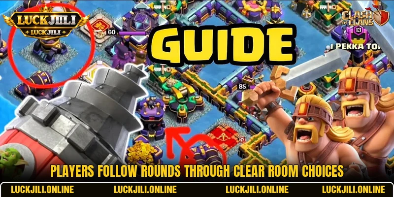 Players follow rounds through clear room choices Players follow rounds through clear room choices